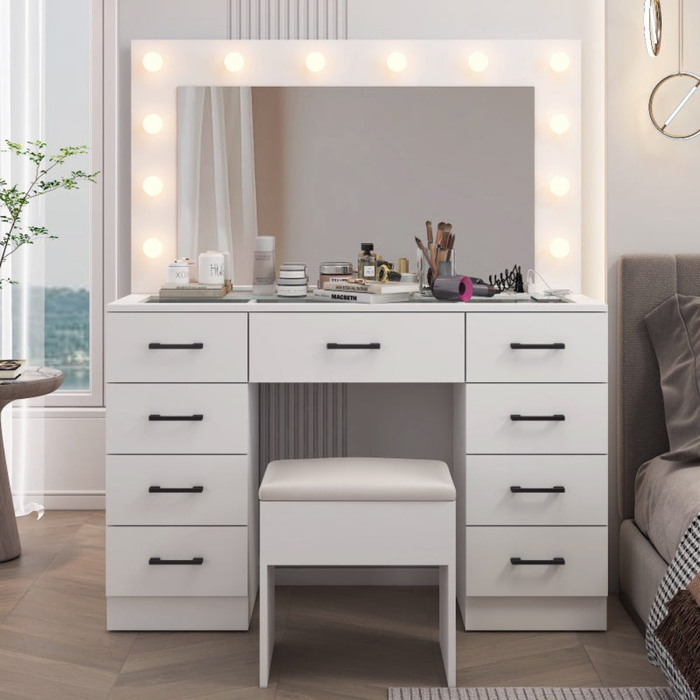 Specchio con lavagna illuminazione LED vintage bianco tavolo trucco