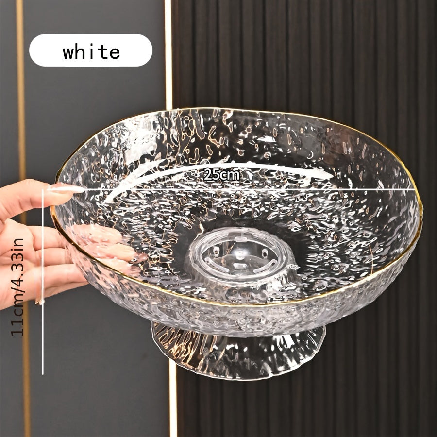 ClearServe Fruit Bowl - Transparent PET Bowl with Drain for Snacks