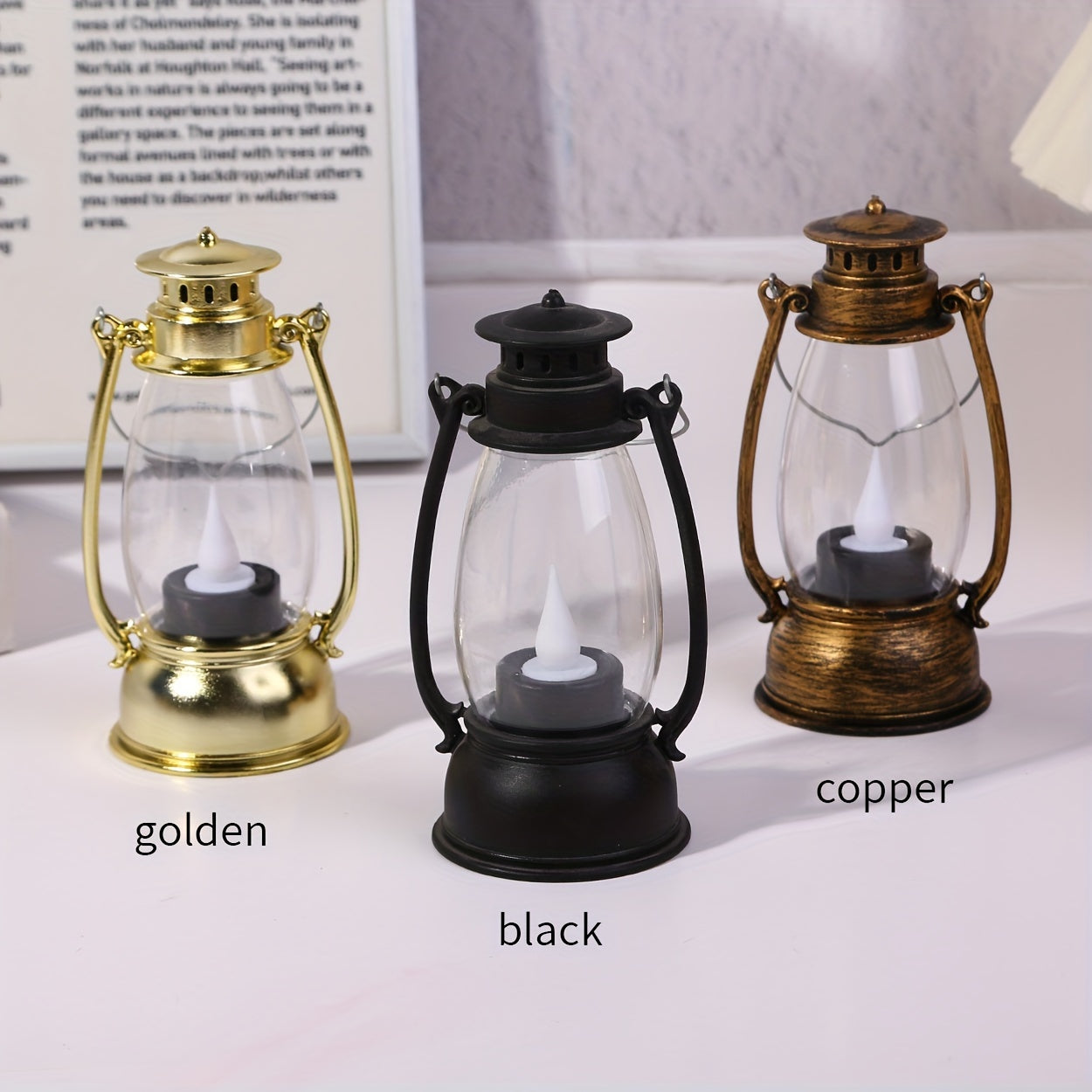NostalgicLight - Charming LED Kerosene-Style Lamp with Batteries, Nostalgic Yellow Flame