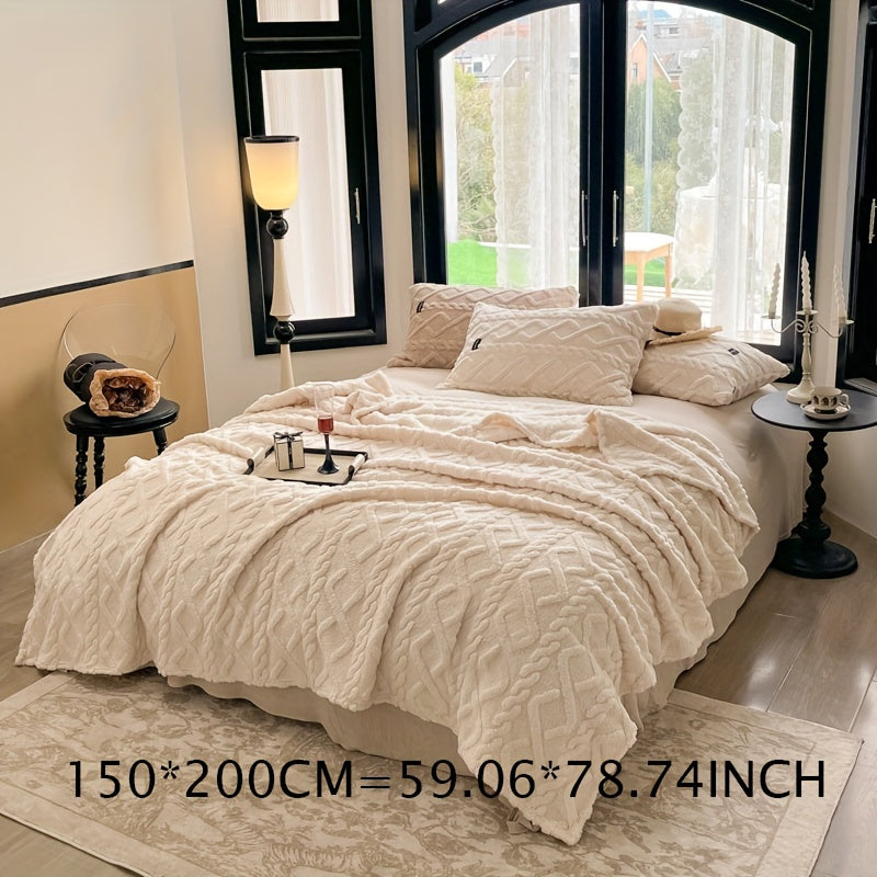 1 Pezzo Coperta in Taffetà a Strato Singolo - Leggera Coperta Multifunzionale, Plaid Caldo per Camera da Letto e Soggiorno, Beige, Coperta per Tutte le Stagioni