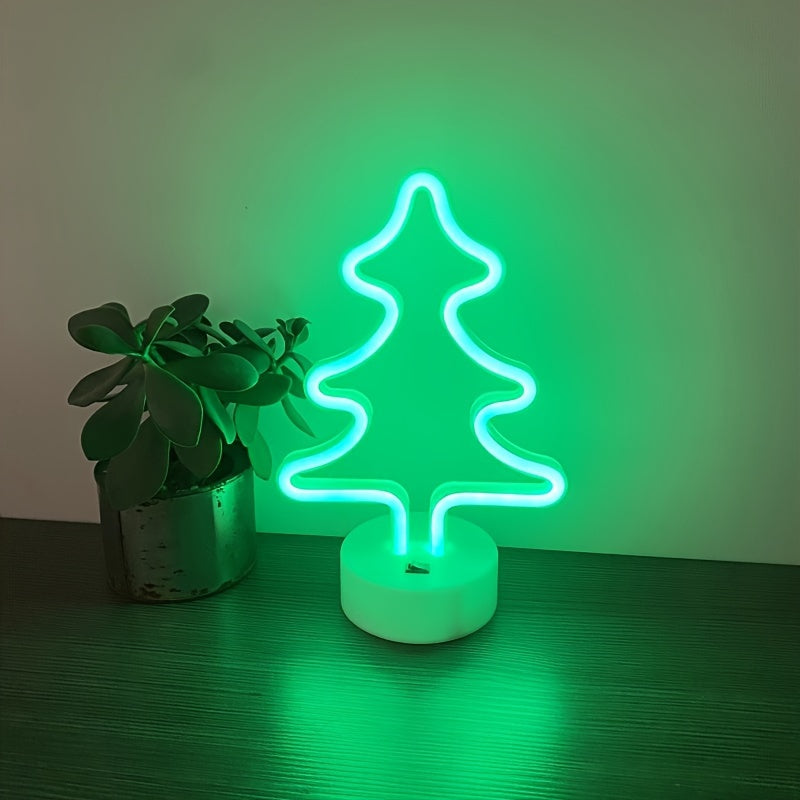 FestiveGlow - LED Neon Christmas Tree Lamp, USB/Battery Dual Power
