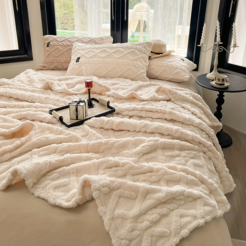 1 Pezzo Coperta in Taffetà a Strato Singolo - Leggera Coperta Multifunzionale, Plaid Caldo per Camera da Letto e Soggiorno, Beige, Coperta per Tutte le Stagioni