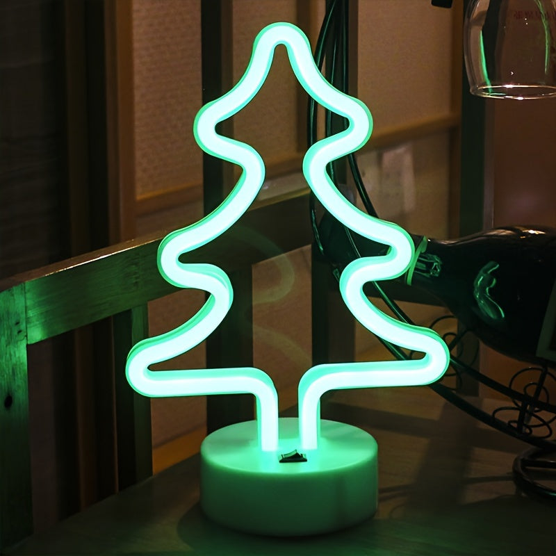 FestiveGlow - Lampada al Neon LED Albero di Natale, Alimentazione Doppia USB/Batteria
