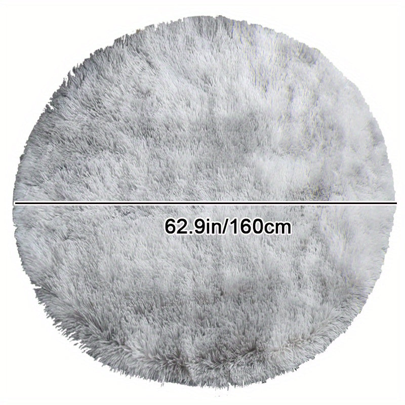 Round Rainbow Fluffy Rug – Tie Dye Colorful, Soft Play Mat for Children, Bedroom or Living Room Decor