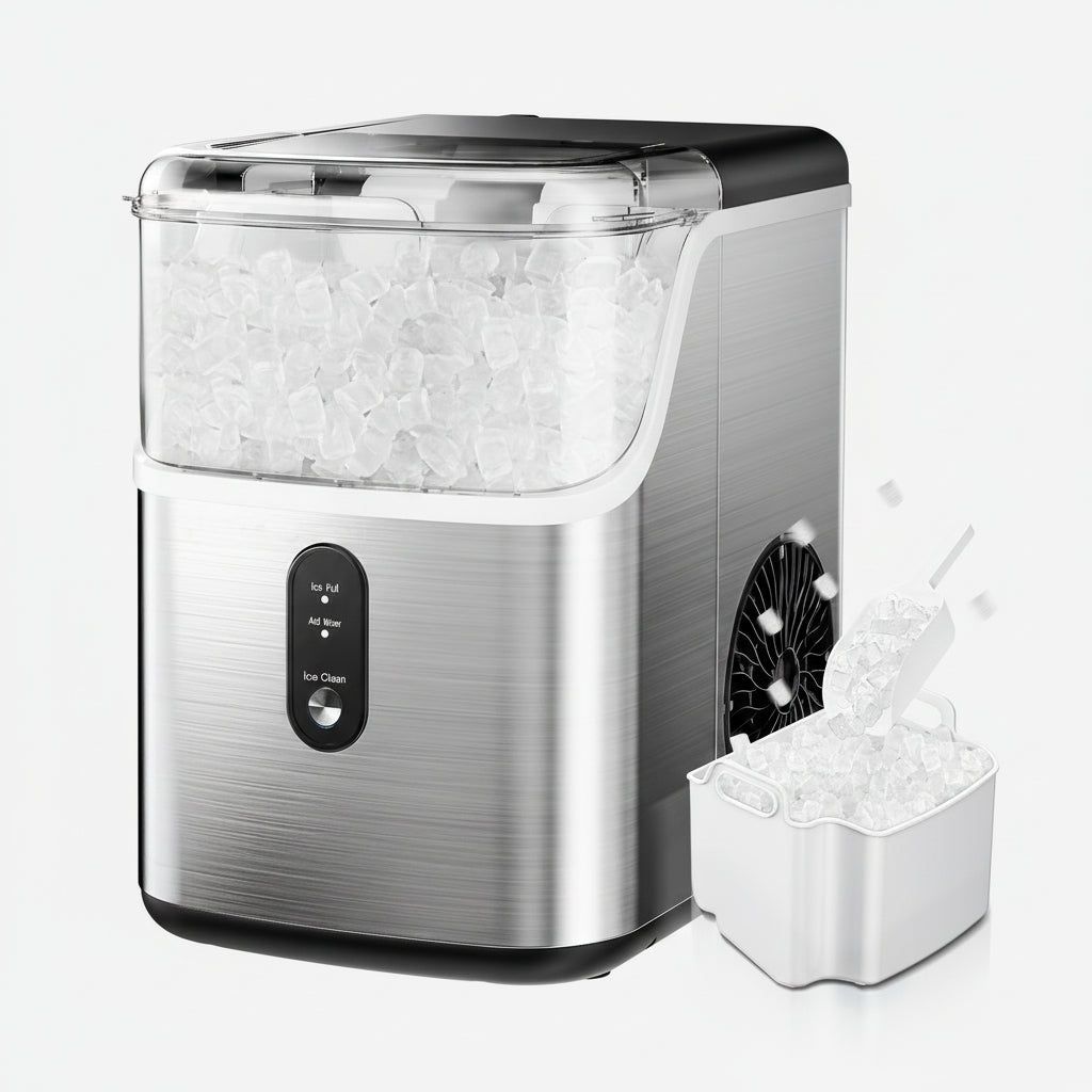 Macchina per Cubetti di Ghiaccio Compatta Design in Acciaio Inox Ghiaccio Nugget Veloce
