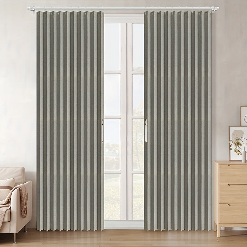 Classic Blackout Pleated Curtains - Striped Pleated Blinds for Bedroom and Doors