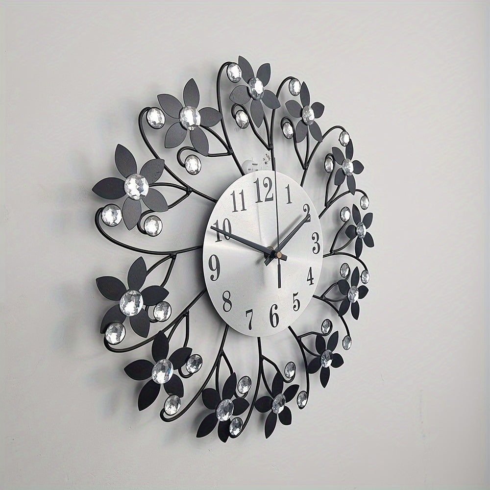Relógio de Parede Metálico Silencioso - Relógio Decorativo Redondo para Sala de Estar