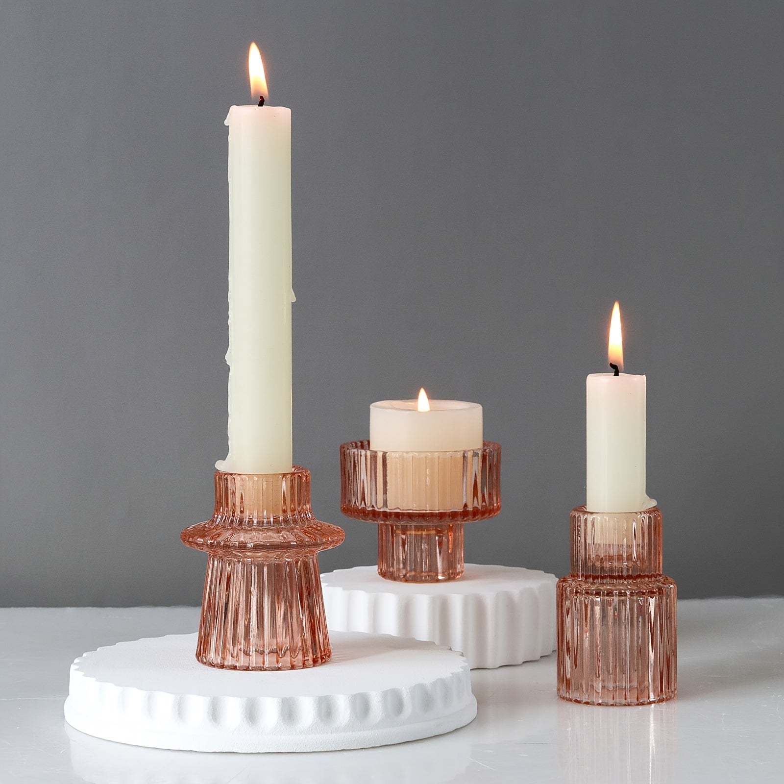 Portacandele in Vetro 3/6 Pezzi - Perfetto per Decorazioni da Tavolo e Matrimoni