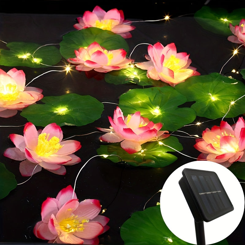 SolarLily - Lâmpada de Lótus Artificial a Energia Solar para Decoração de Lagoa de Jardim