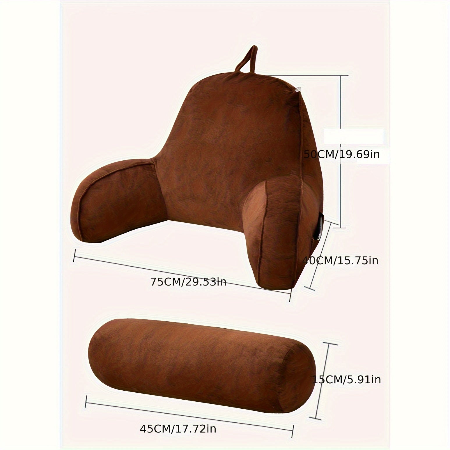 Almofada de Leitura Veludo Cristal - Almofada Redonda para as Costas com Apoios de Braço para Sala de Estar, Escritório ou Cama