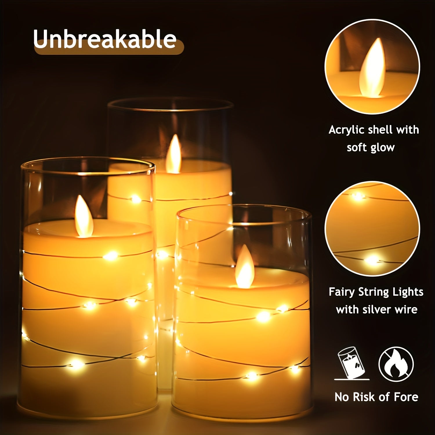 3-piece Romantic LED Candles with Remote Control - Adjustable Brightness and Timer Function, Ideal for Parties, Weddings, and Hotel Decoration