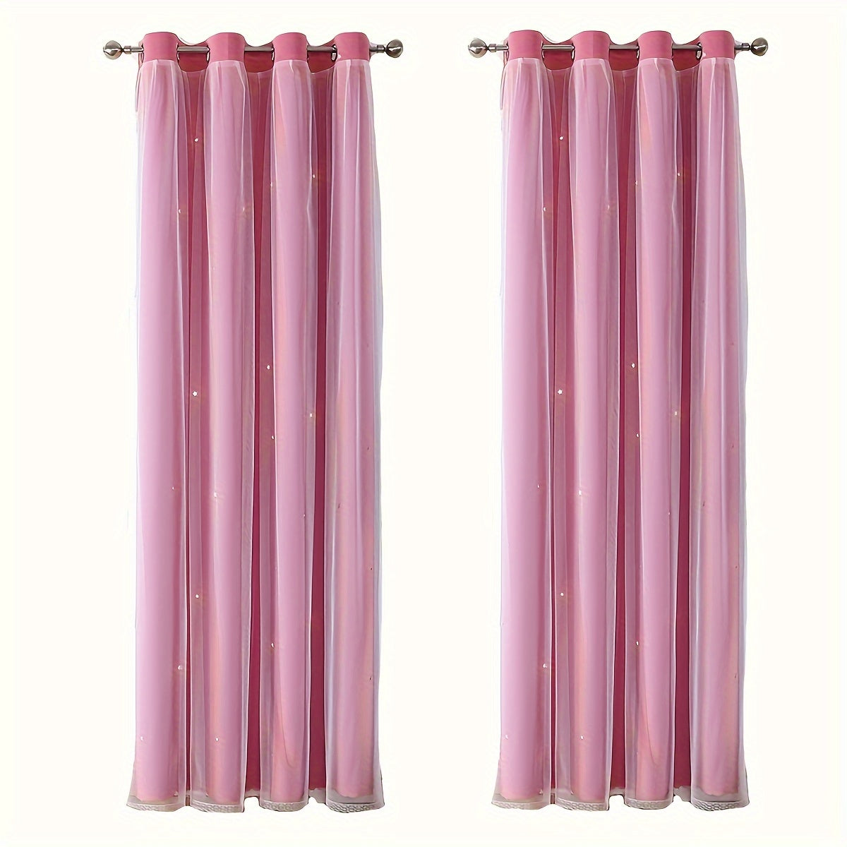 2-piece Set Romantic Double Layer Curtains - Semi-Blackout, Privacy Protecting