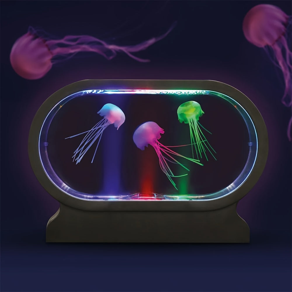 LumiJelly - LED Jellyfish Table Lamp, 3-Color Simulation Aquarium Night Light, Battery Powered, Decorative Light