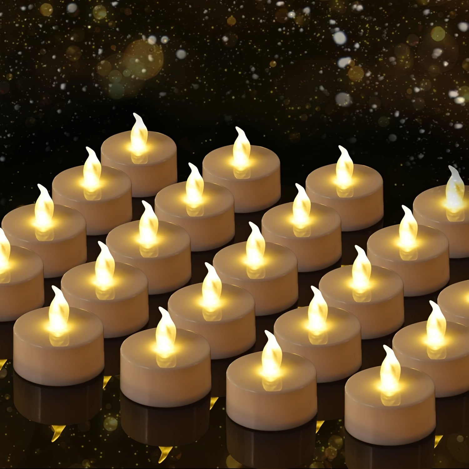 Candele LED per tè - Alimentate a batteria, Giallo caldo, Candele senza fiamma, Luce tremolante per oltre 150 ore (5, 12, 24, 50 pezzi)