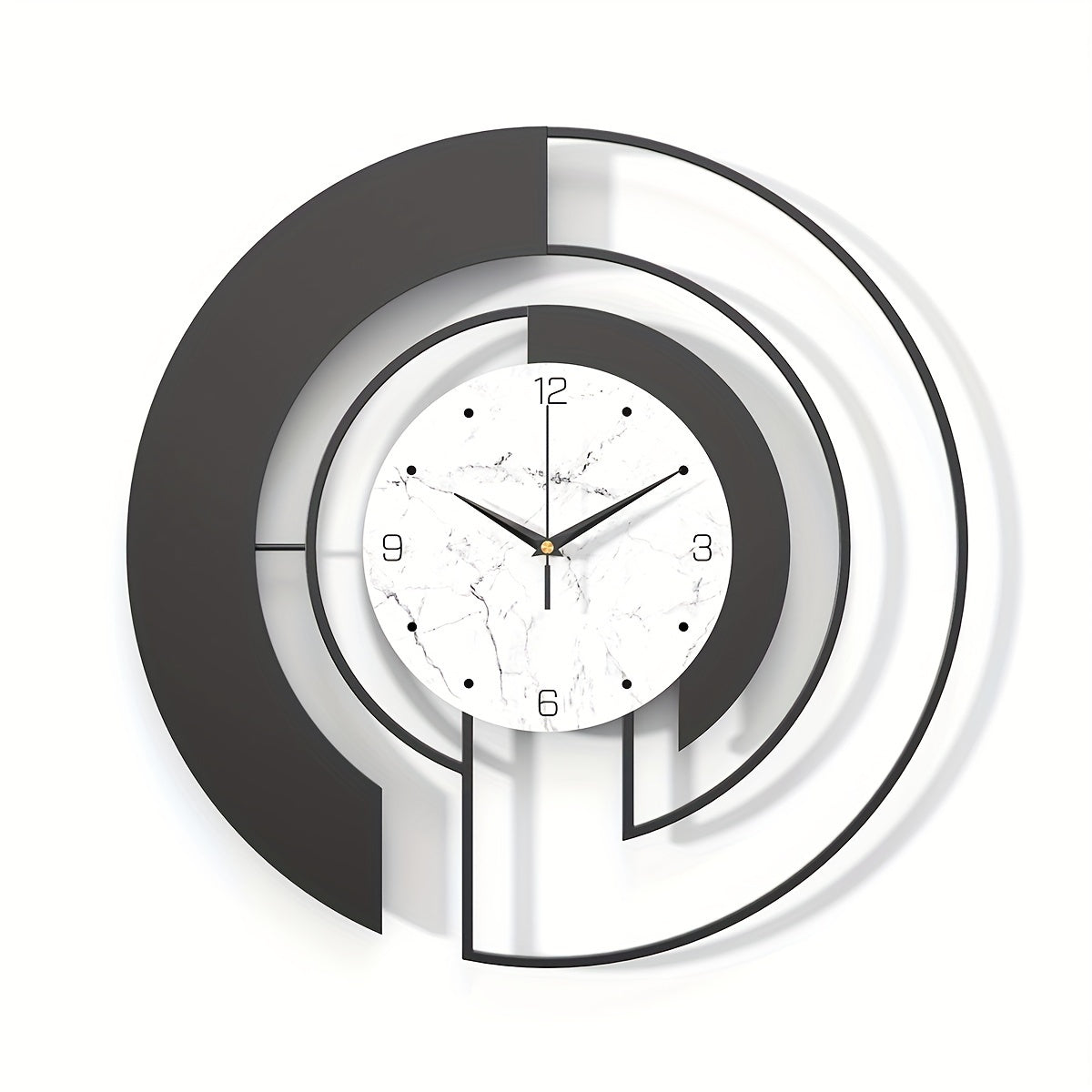GeoClock - Stille Geometrische Wandklok van Zwart Metaal