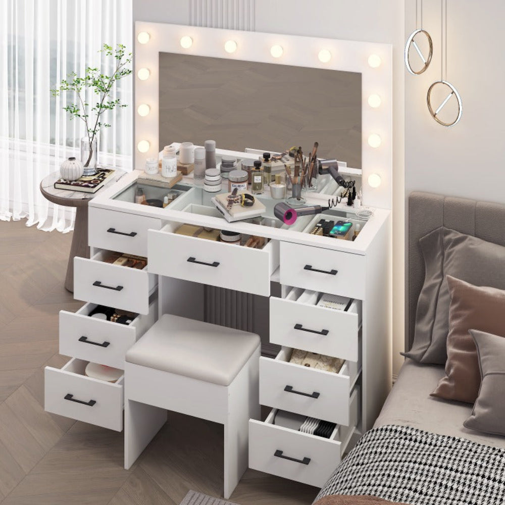Specchio con lavagna illuminazione LED vintage bianco tavolo trucco