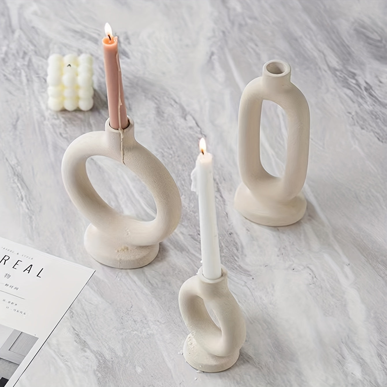 Portacandele in ceramica stile bohemien – Candelabri minimalisti per decorazione d'interni