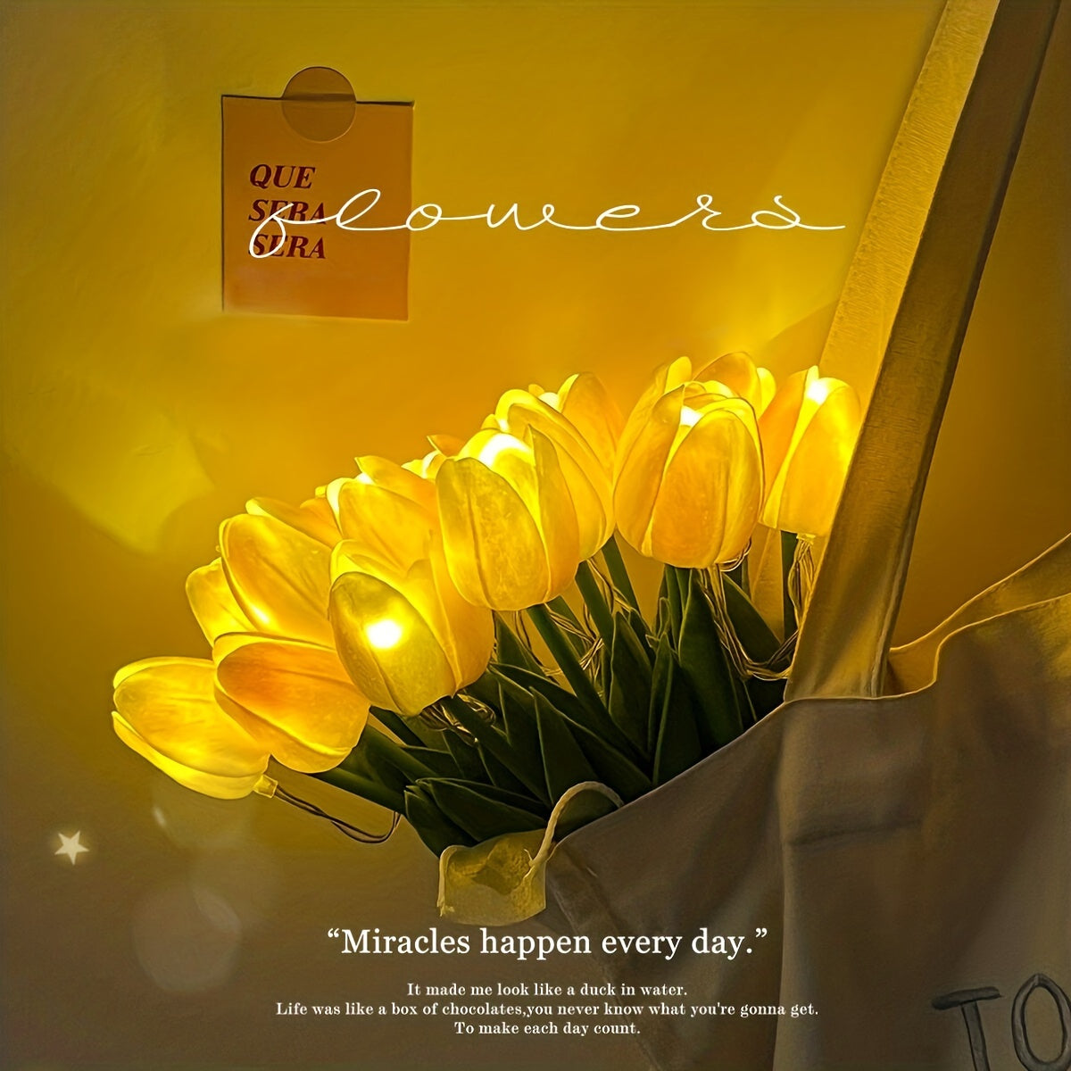 LumiBloom - 10 Pieces Tulip LED Lamps, Handmade Bouquet Table Lamps, Perfect