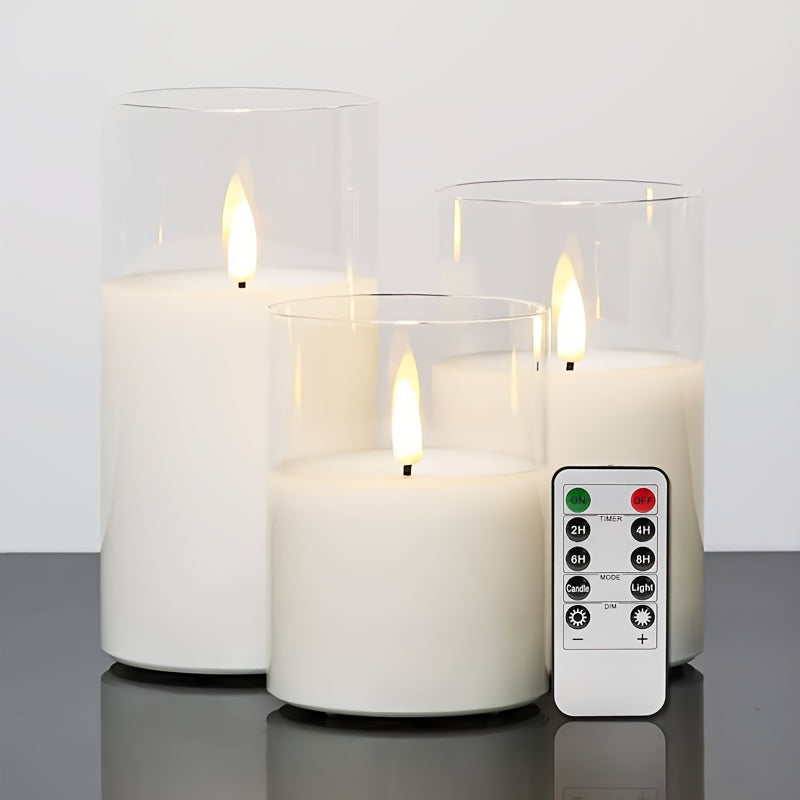Set di Candele LED a 3 pezzi con Telecomando - Perfetta per Natale, Matrimoni e Compleanni