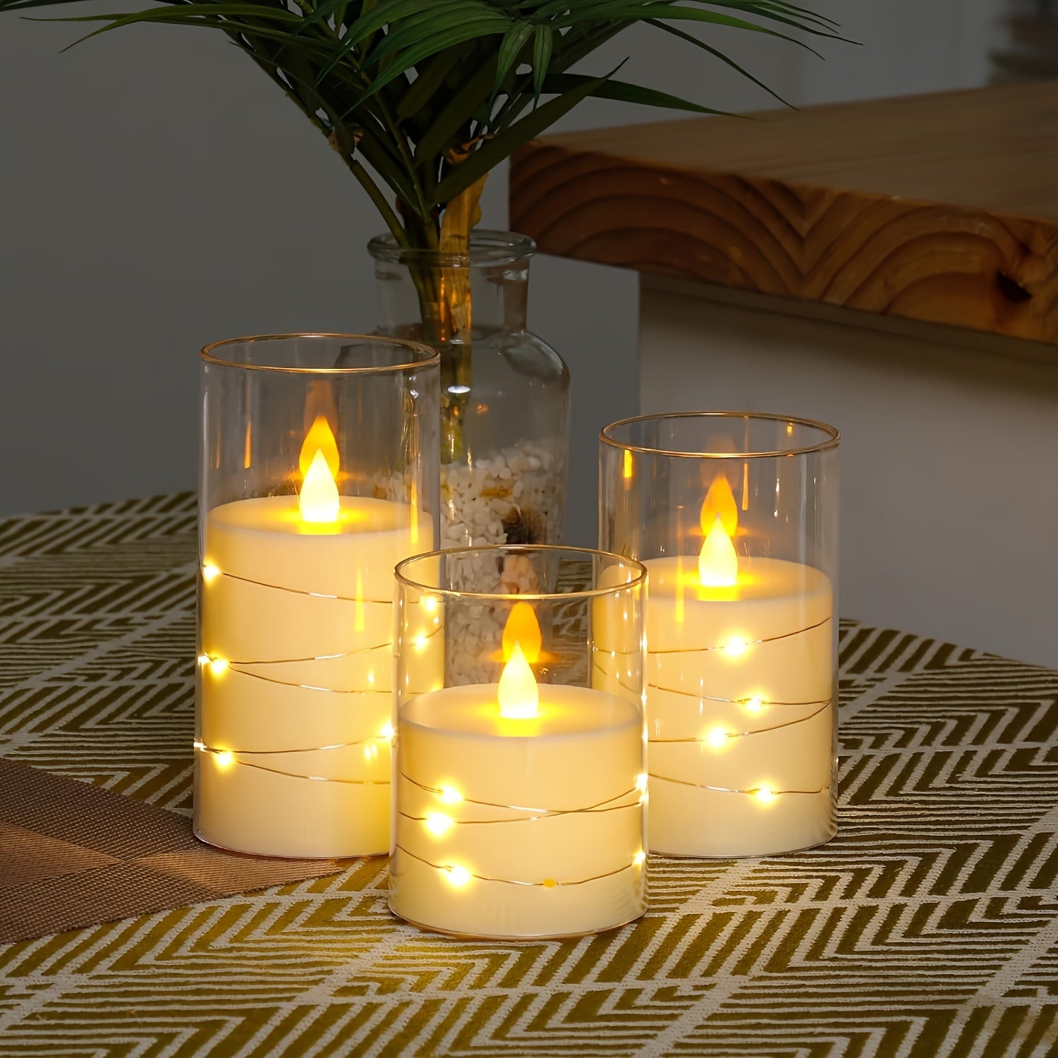 3-piece Romantic LED Candles with Remote Control - Adjustable Brightness and Timer Function, Ideal for Parties, Weddings, and Hotel Decoration