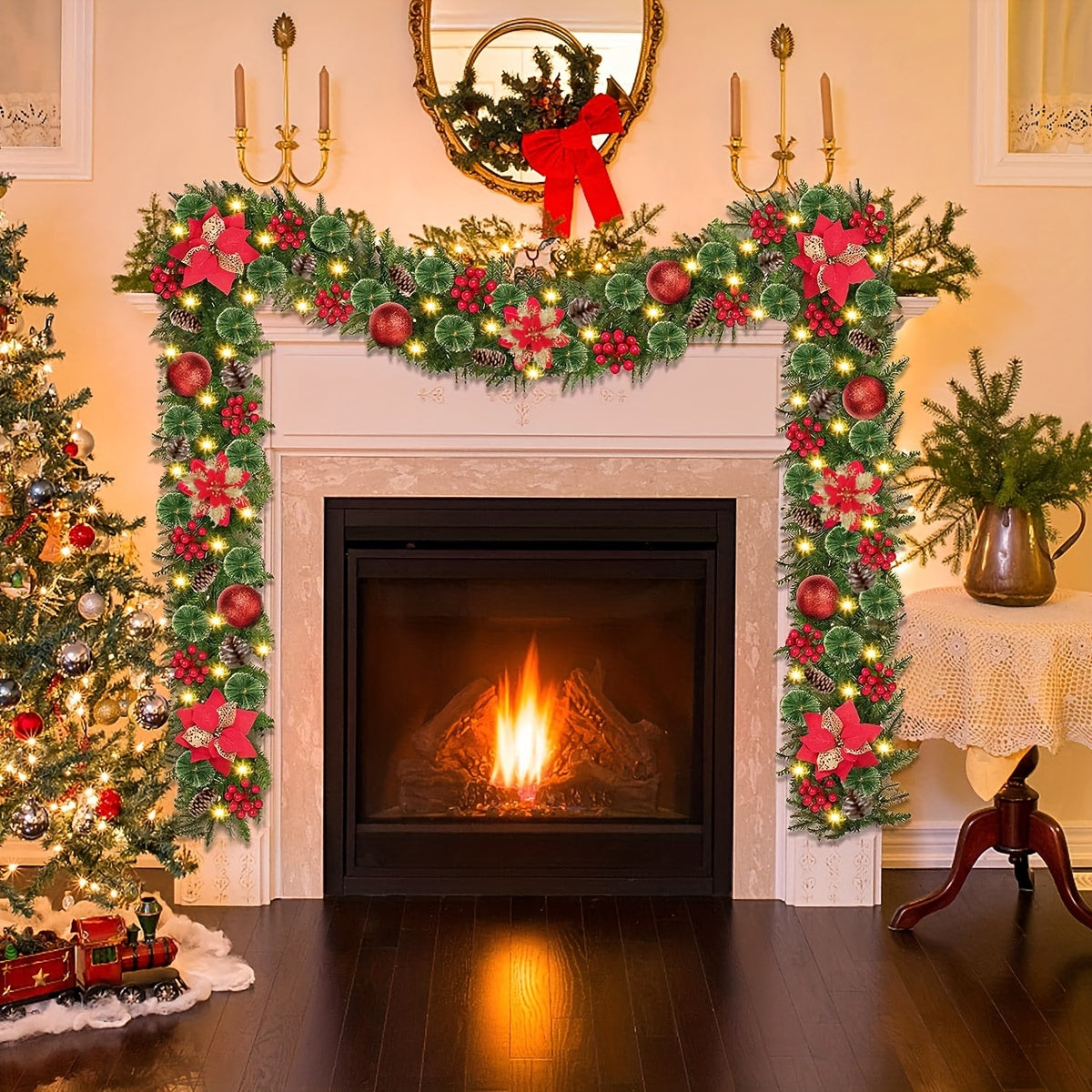 LuxeGarland - Ghirlanda Natalizia Artificiale con Illuminazione LED