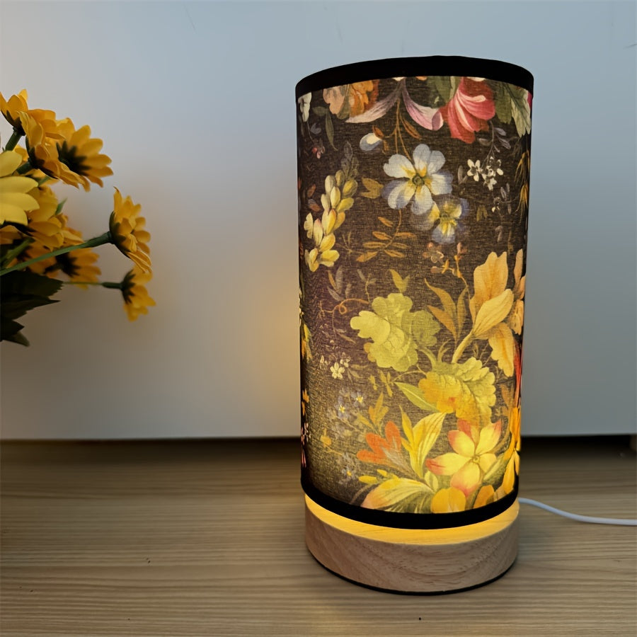 GlowWood - Lampada da tavolo LED fantasiosa con base in legno