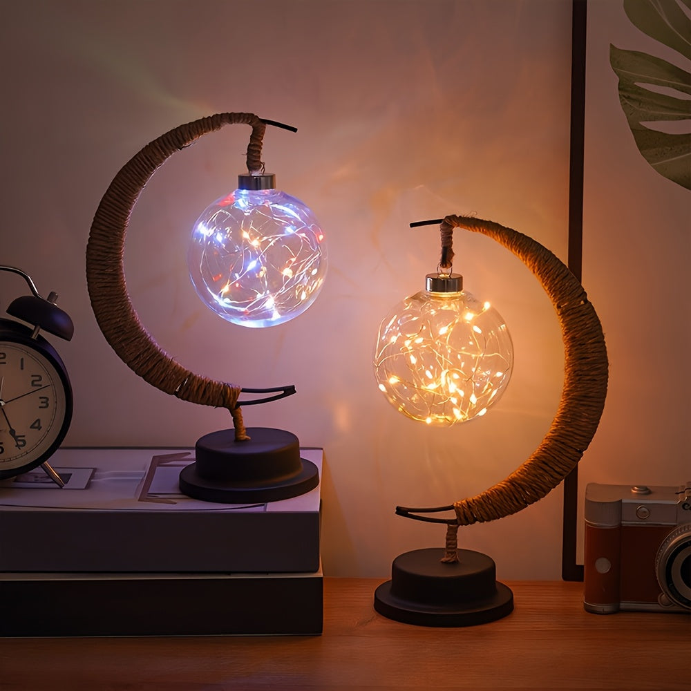 LunarGlow - Wrought Iron Moon Lamp With LED Ball