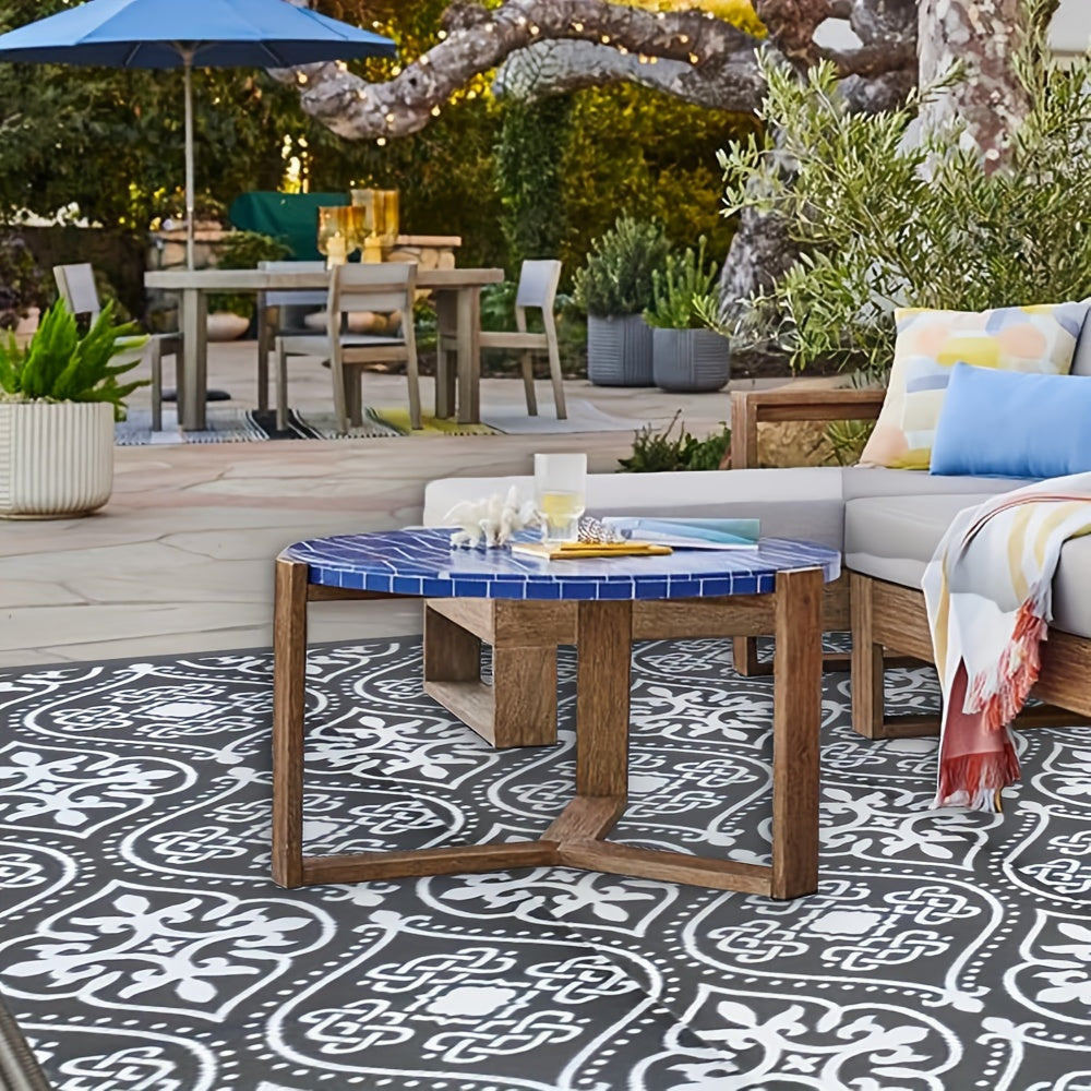 Tapete Exterior de Luxo Antiderrapante e Impermeável - 274x548cm - Tapete Reversível para Pátio, Acampamento, Praia, Plataforma, Jardim, Piquenique
