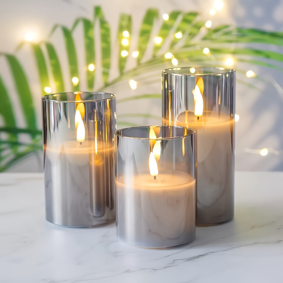 Conjunto de Velas LED Sem Chama com Comando à Distância – 8 Modos de Velas a Piscar para Interior e Exterior – Plástico de Alta Transmissão
