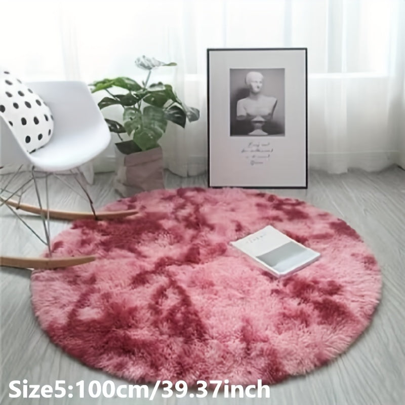 1pc Tappeto Rotondo in Peluche Tie-dye - Morbido e Caldo Tappeto Decorativo per Soggiorno, Camera da Letto e Yoga