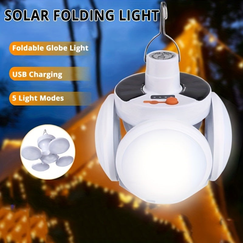 SolarFold - Lampada da campeggio portatile a LED ricaricabile USB, ideale