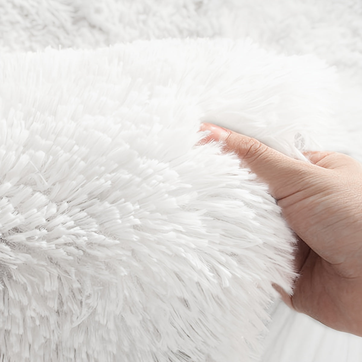 Tapete Redondo de Pelúcia Branco Super Macio - Perfeito para Sala de Estar, Quarto e Quarto de Criança - Antiderrapante, Fofo e Fabricado à Máquina