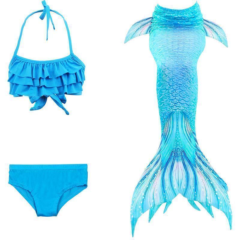 Fato de Banho Menina Sereia Três Peças Mar Piscina