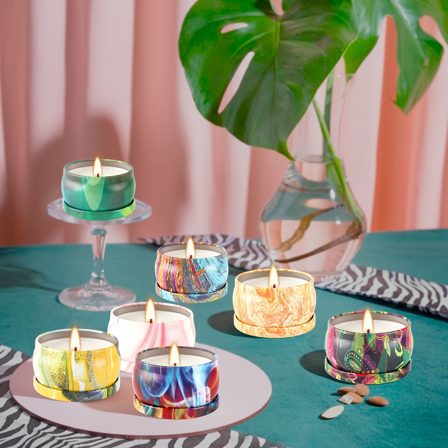 Conjunto de Velas de Aromaterapia – 36 Peças, Padrão de Mármore, Presente para Família e Amigos