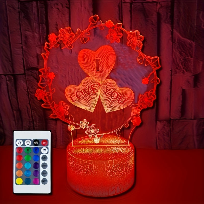 IllusieLicht - Candeeiro Noturno 3D Coração de Amor