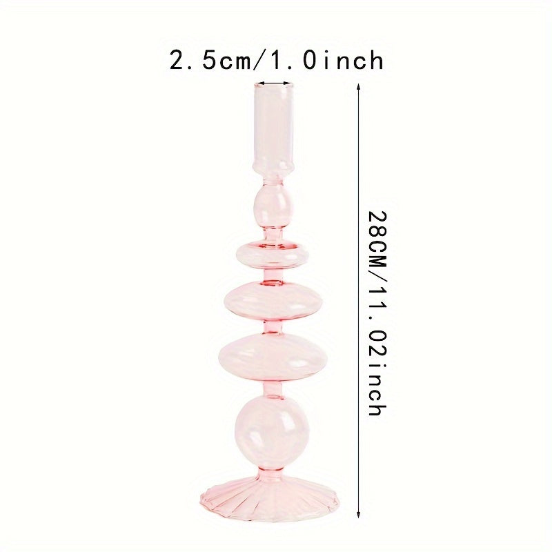 1pc Set di Candelieri in Vetro Creativi e Minimalisti - Vaso in Vetro Laccato per Decorazione da Tavolo per Soggiorno, Tavola da Pranzo e Cena Romantica