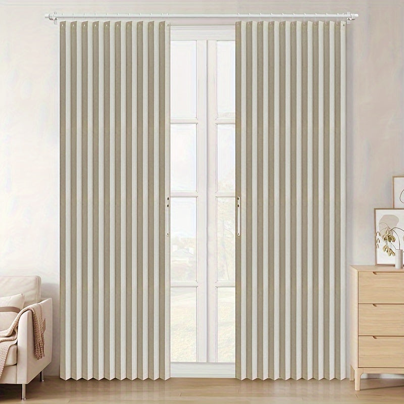 Classic Blackout Pleated Curtains - Striped Pleated Blinds for Bedroom and Doors