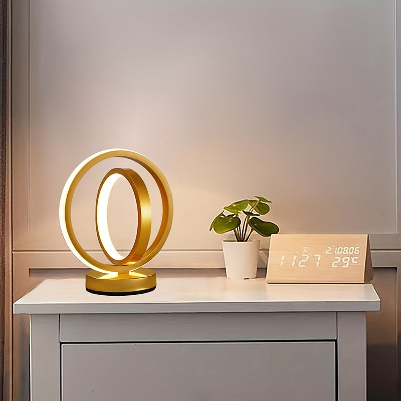 LumiSunset - Lámpara de mesa moderna de metal, alimentada por USB, lámpara de escritorio regulable