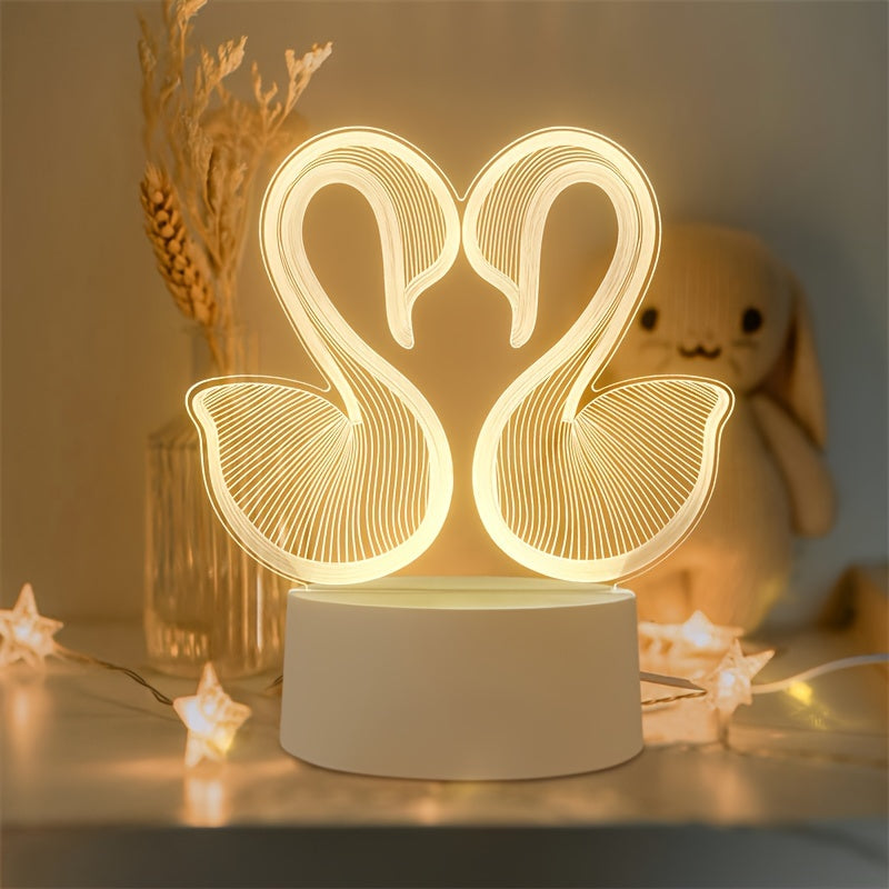 SwanLight - Candeeiro de Mesa 3D LED com Estrutura de Acrílico