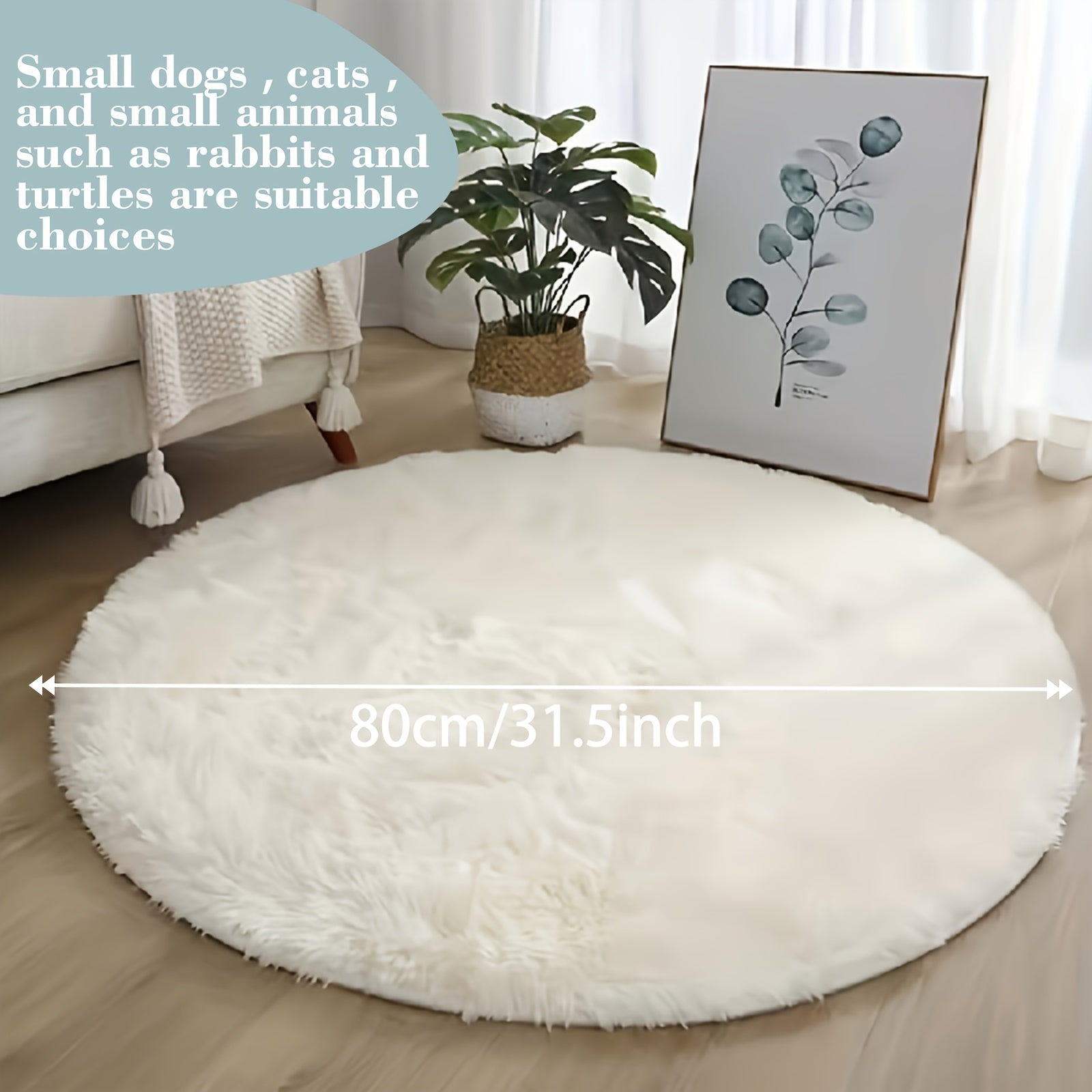 Alfombra para Mascotas de Felpa Ultram Suave – Tapete Redondo Antideslizante y Esponjoso, Impermeable y Cómodo para Sala de Estar y Dormitorio