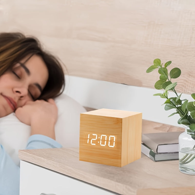 WoodTime - Wooden Alarm Clock with LED Display
