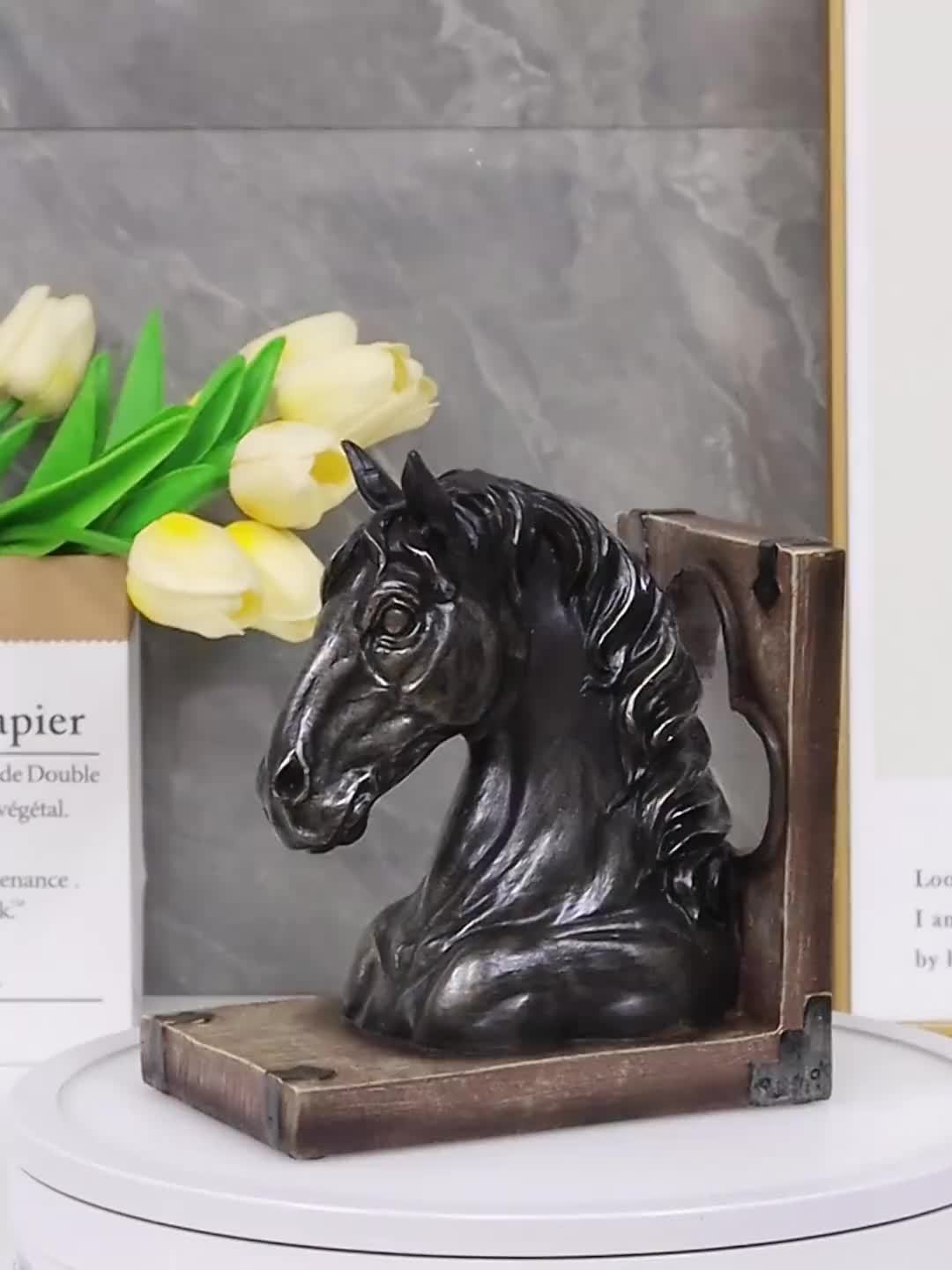 HorseHead - Suportes de Livros em Madeira com Cabeça de Cavalo para Decoração Moderna