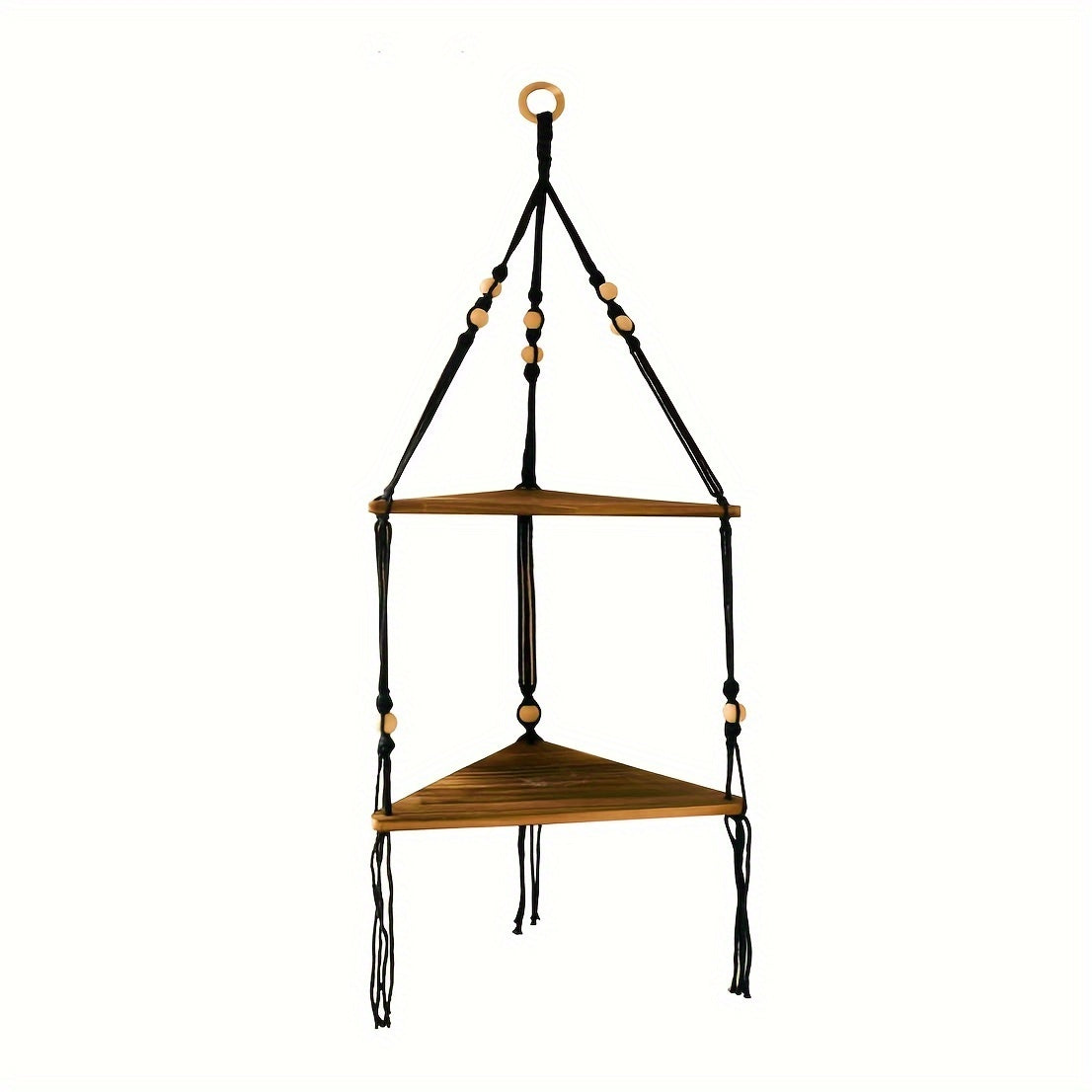 MacrameShelf - Boho Floating Shelves with 2 Layers for Bedroom, Bathroom & Living Room