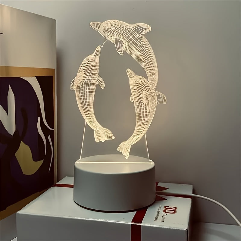 GeoDolphin - Modern 3D Illusion Table Lamp