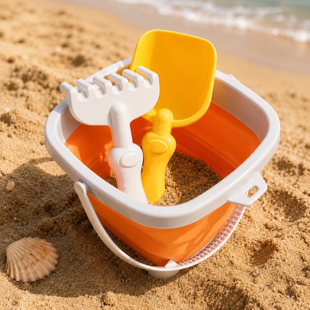 Giocattoli Da Spiaggia Secchiello Pieghevole Set Di Giochi - Image 2