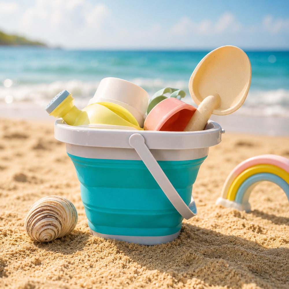Giocattoli Da Spiaggia Secchiello Pieghevole Set Di Giochi - Image 6