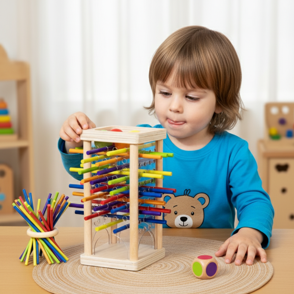 Giochi Educativi Bambini Legno Palline Bastoncini - Image 1