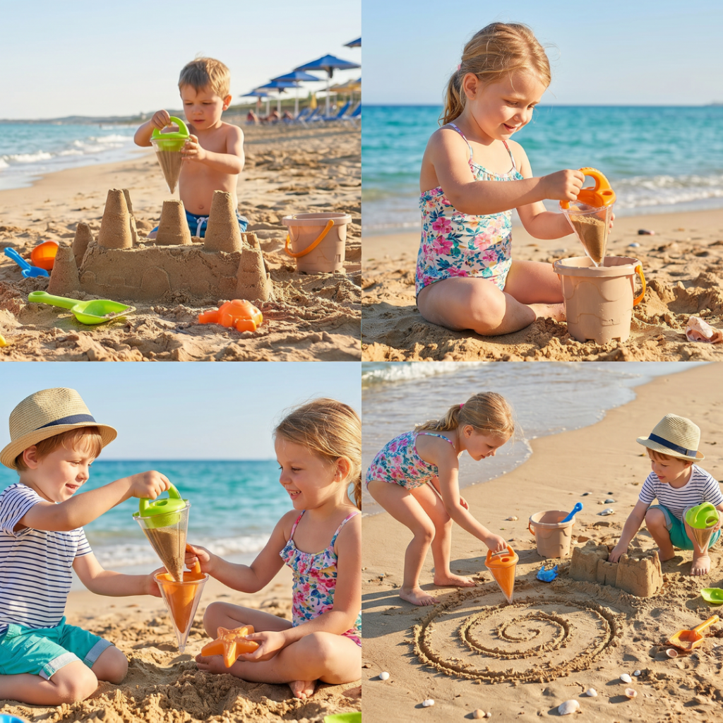 Giochi Spiaggia Set Sabbia Secchiello Paletta Stampi - Image 4