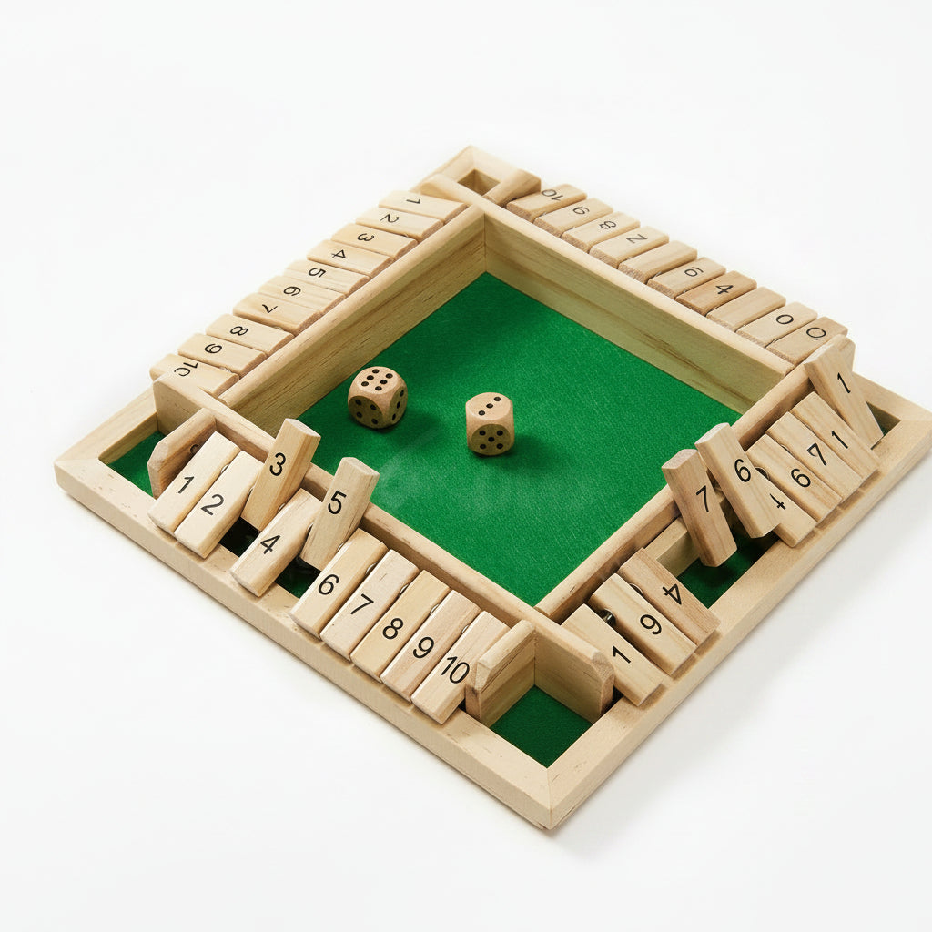 Gioco Dadi Shut Box Tavola Legno Numerata - Image 2