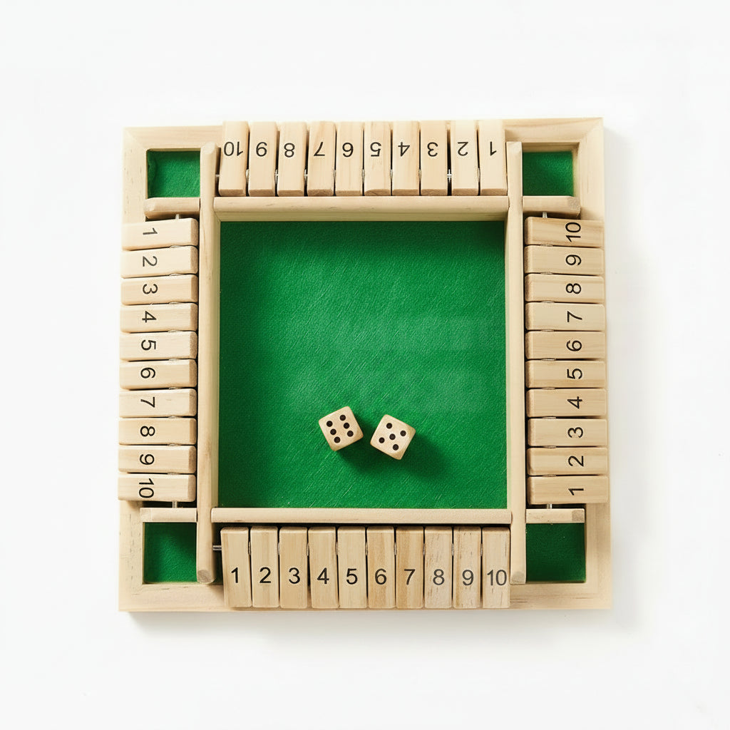 Gioco Dadi Shut Box Tavola Legno Numerata - Image 3